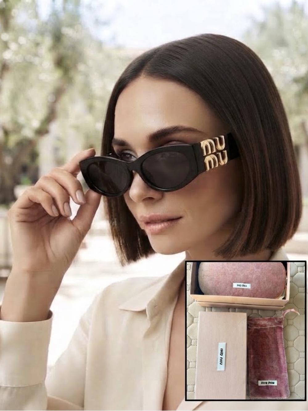 Miu Miu Black chunky oval
Sunglasses • 100% UV Protection
Tinted gray lens NIB